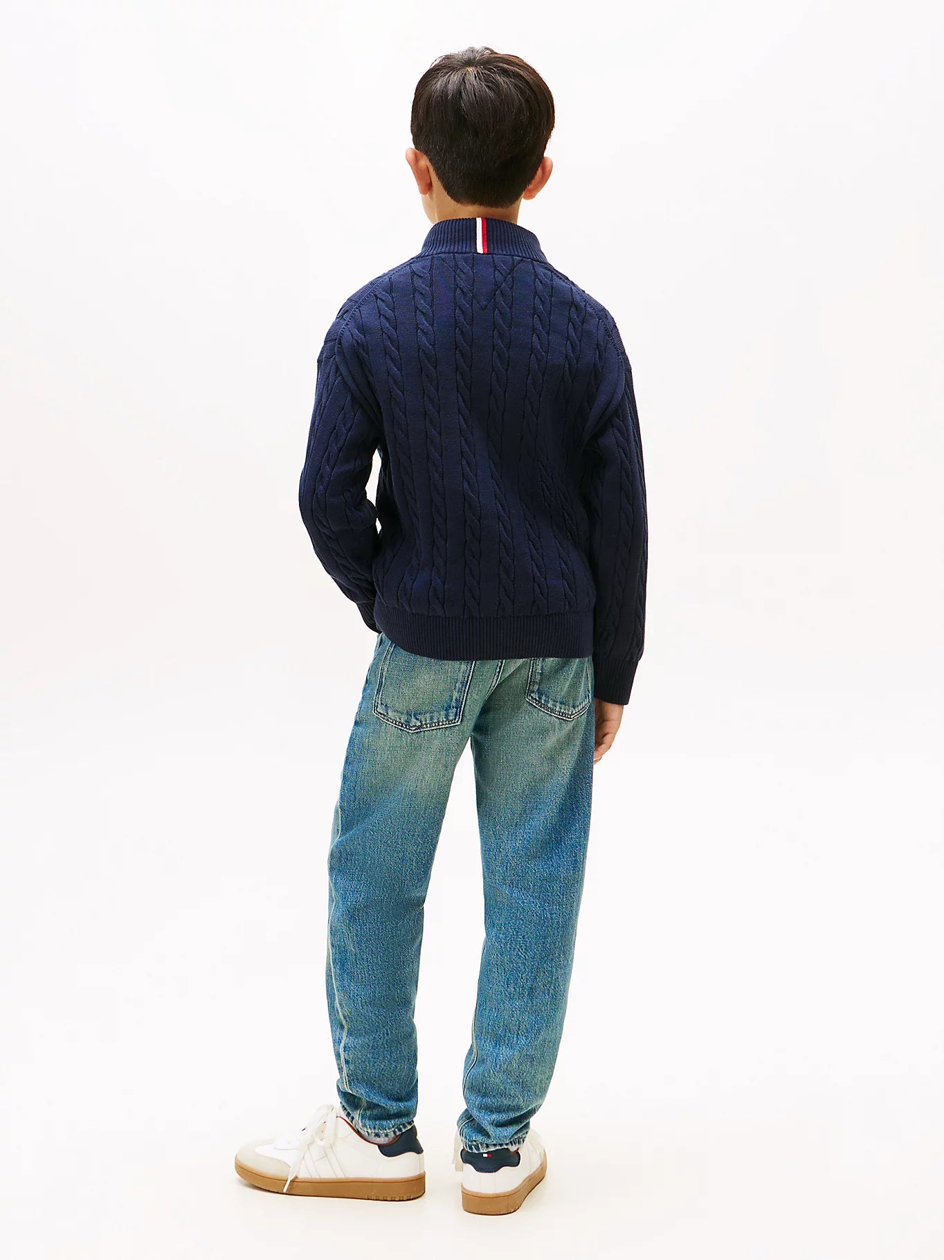 Cotton cable halfzip sweater